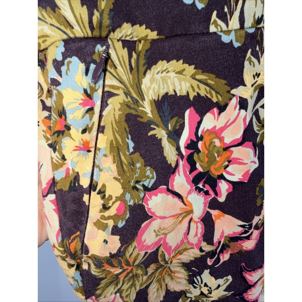 SOFT SURROUNDINGS Women's Size S Stretch Pants Floral Brown Pink Hibiscus - Picture 3 of 11